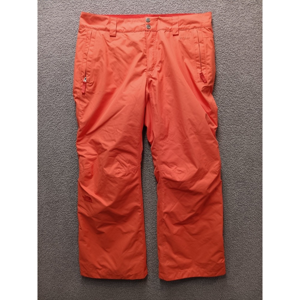 The North Face Women's L Short Ski Snow Pants Orange Insulated Waterproof